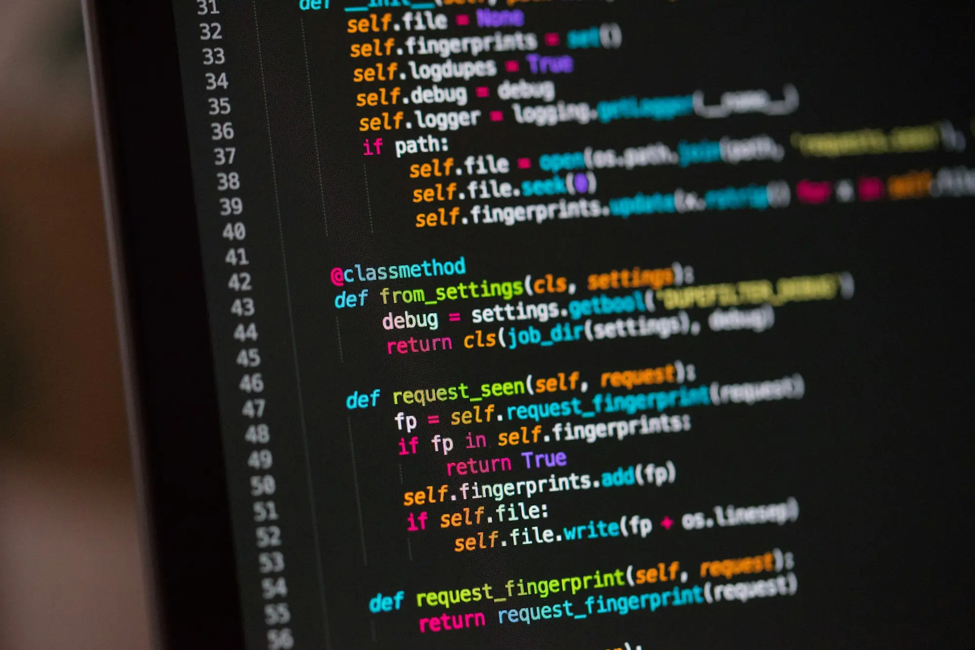 Code on a monitor, close up